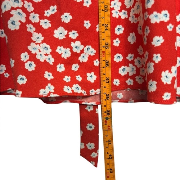 Banana Republic Red Floral Short Flutter Sleeve Mini Dress Size 14 - Picture 11 of 12